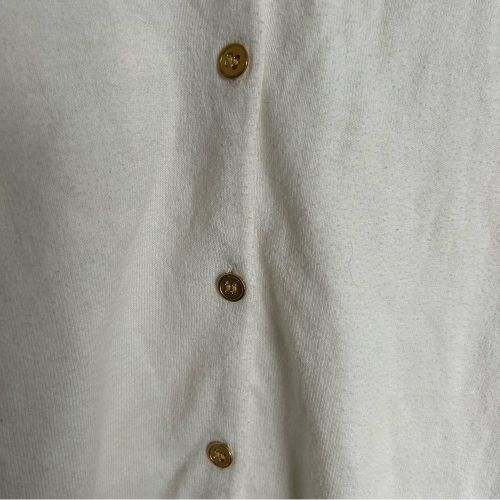 J Crew The Caryn Cardigan White/Cream & Green trim size Large - Picture 11 of 12
